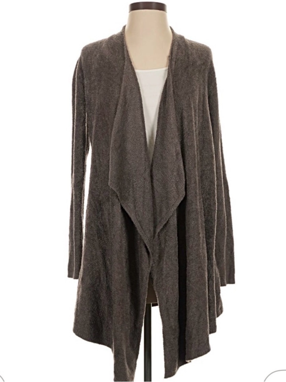 Barefoot Dreams Draped Open-Front Cardigan - Charcoal Gray like new!